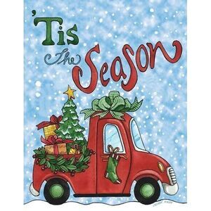 Tis The Season Pickup House Flag ‎ 28" x 40" Briarwood Lane